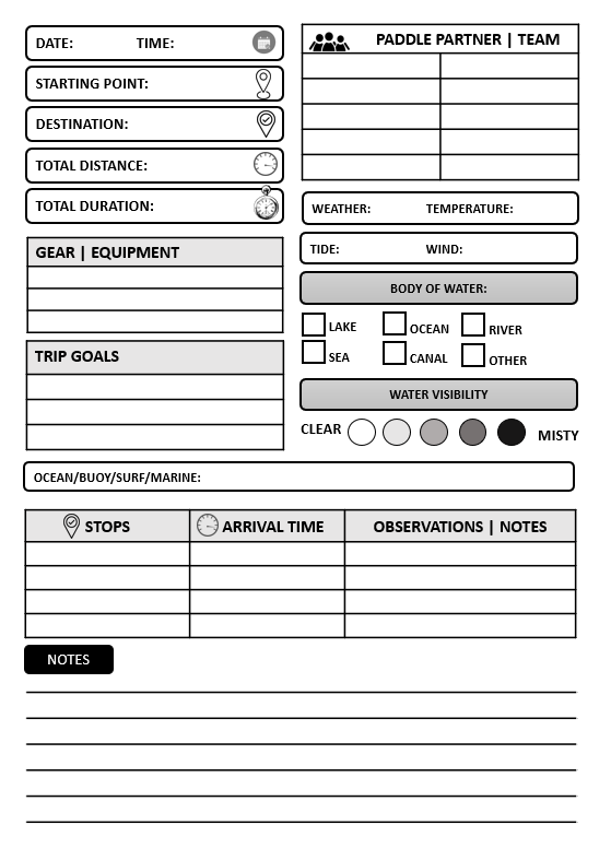 Printable Kayaking Logbook Template